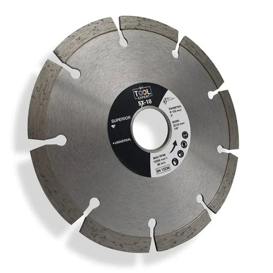Diamond cutting wheel with brand logo on a white background