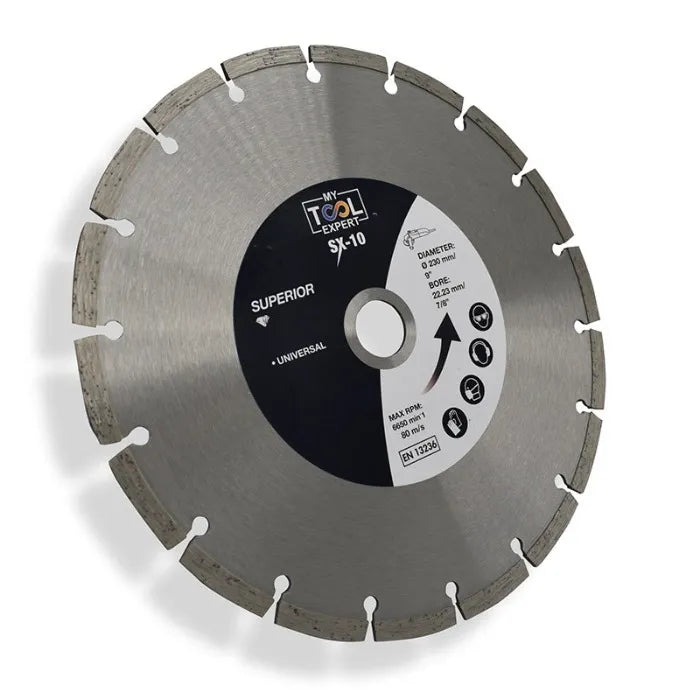 Diamond cutting disc with brand logo on a white background